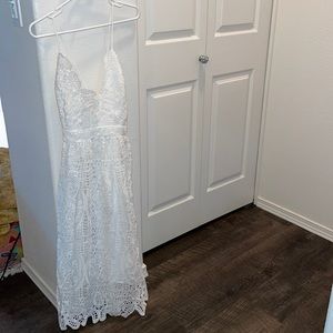 Lace White Mid Length Dress